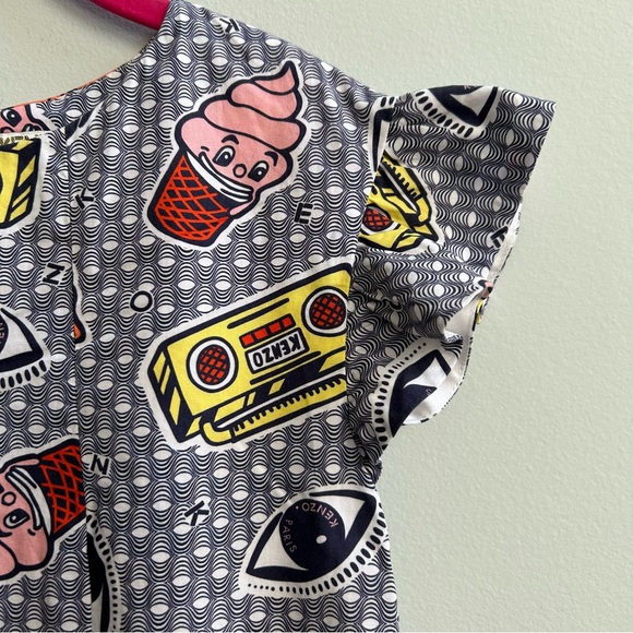 Kenzo Multicolor Girls’ Graphic Short Sleeve Dress, Size 8A - Picture 4 of 11